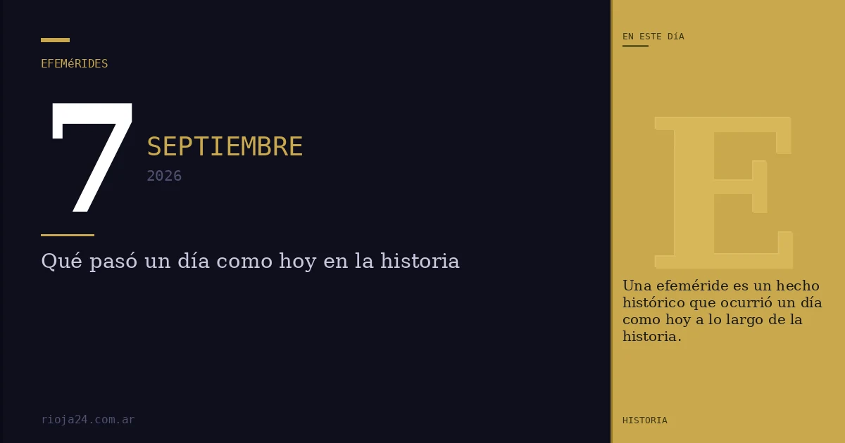 Efemérides del 7 de septiembre de 2026: ¿Qué pasó un día como hoy?