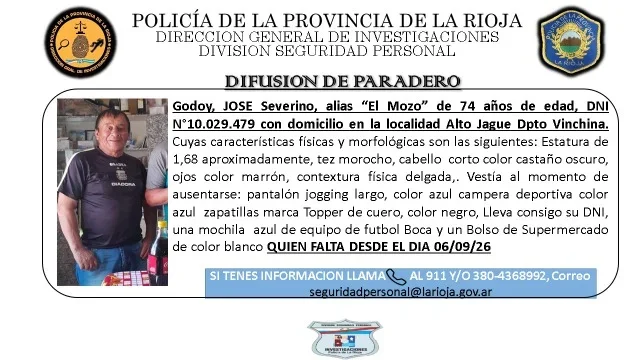 Búsqueda urgente en Vinchina: familiares de Godoy claman por respuestas tras su desaparición.