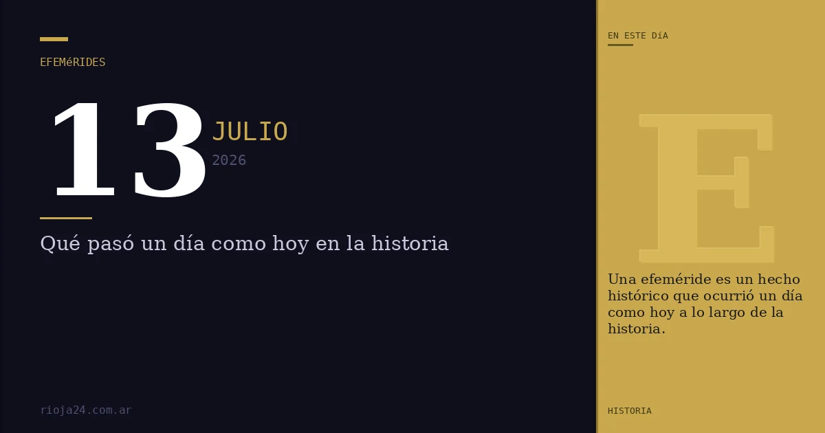 Efemérides del 13 de julio de 2026: ¿Qué pasó un día como hoy?