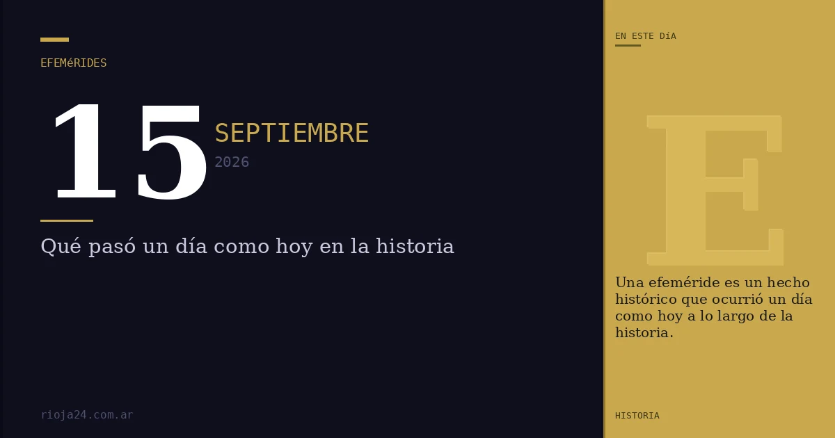 Efemérides del 15 de septiembre de 2026: ¿Qué pasó un día como hoy?