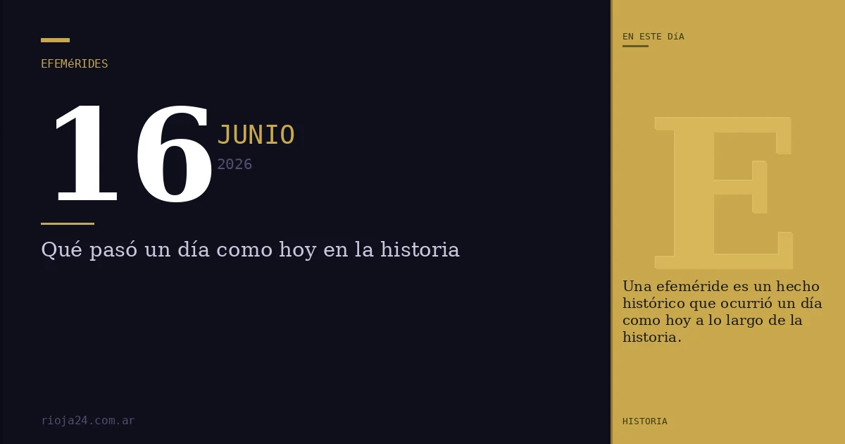 Efemérides del 16 de junio de 2026: ¿Qué pasó un día como hoy?