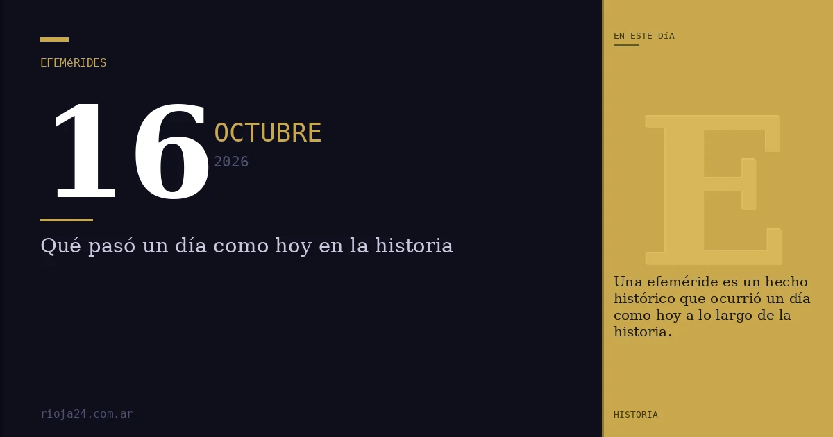 Efemérides del 16 de octubre de 2026: ¿Qué pasó un día como hoy?