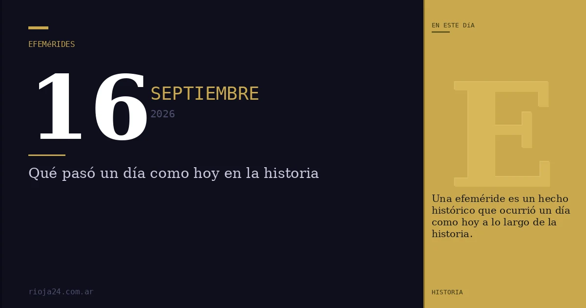Efemérides del 16 de septiembre de 2026: ¿Qué pasó un día como hoy?