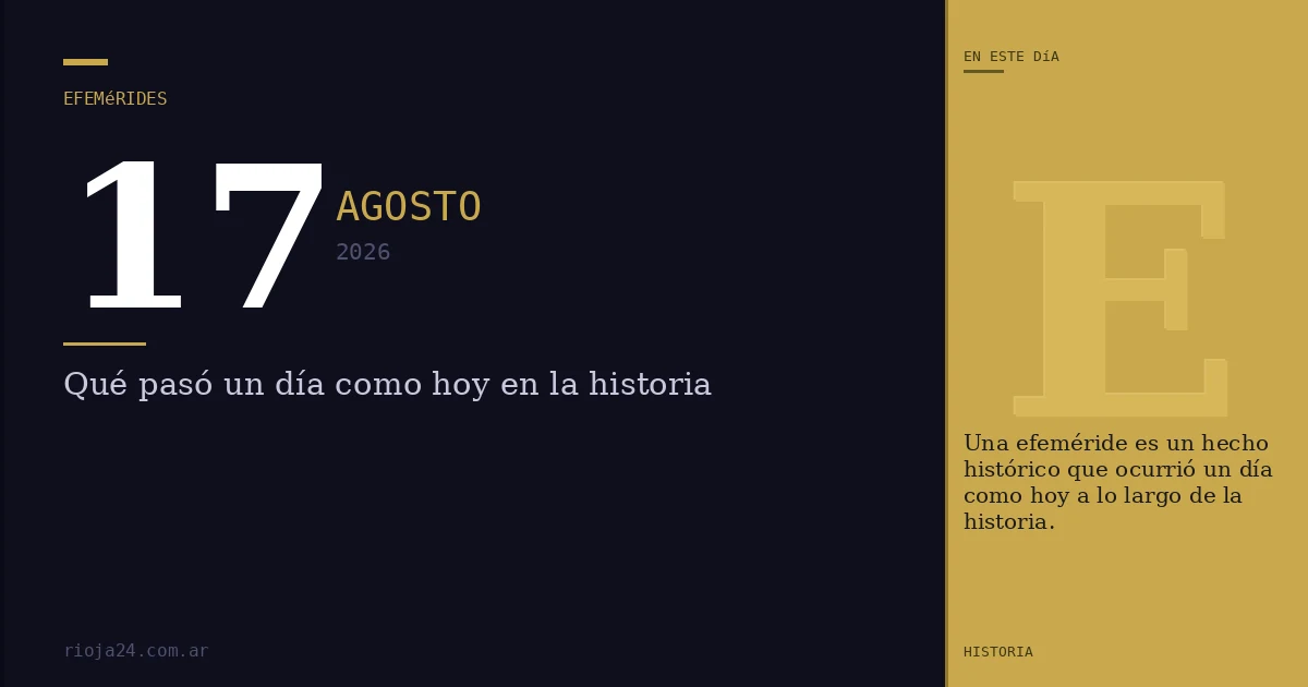Efemérides del 17 de agosto de 2026: ¿Qué pasó un día como hoy?