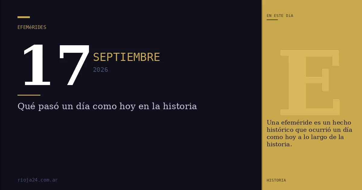 Efemérides del 17 de septiembre de 2026: ¿Qué pasó un día como hoy?