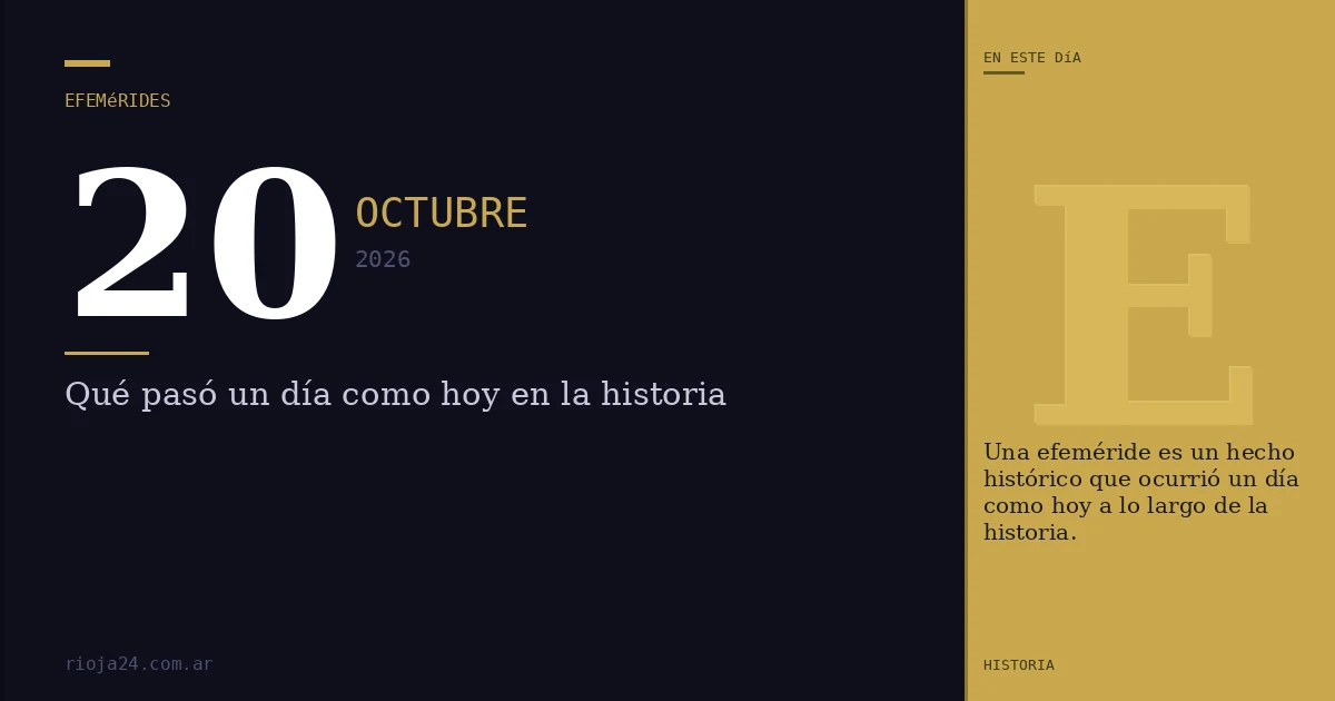 Efemérides del 20 de octubre de 2026: ¿Qué pasó un día como hoy?