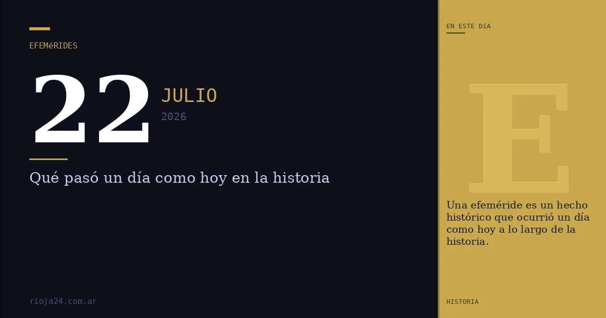 Efemérides del 22 de julio de 2026: ¿Qué pasó un día como hoy?