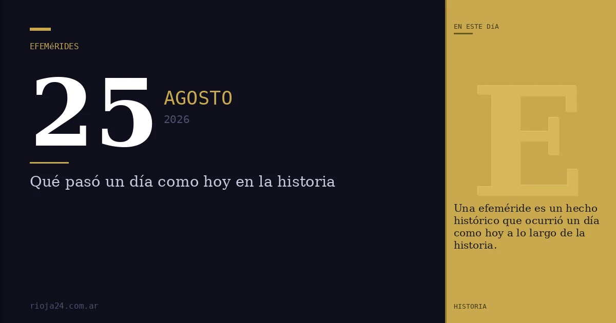 Efemérides del 25 de agosto de 2026: ¿Qué pasó un día como hoy?
