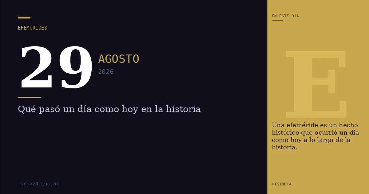 Efemérides del 29 de agosto de 2026: ¿Qué pasó un día como hoy?