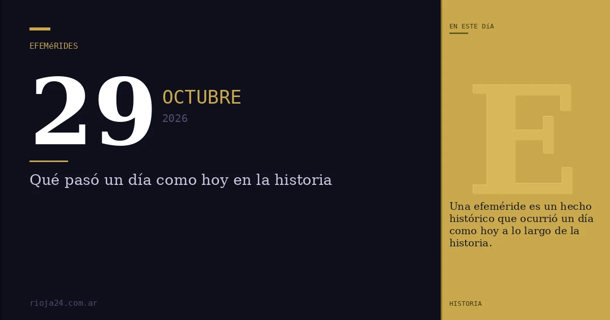 Efemérides del 29 de octubre de 2026: ¿Qué pasó un día como hoy?