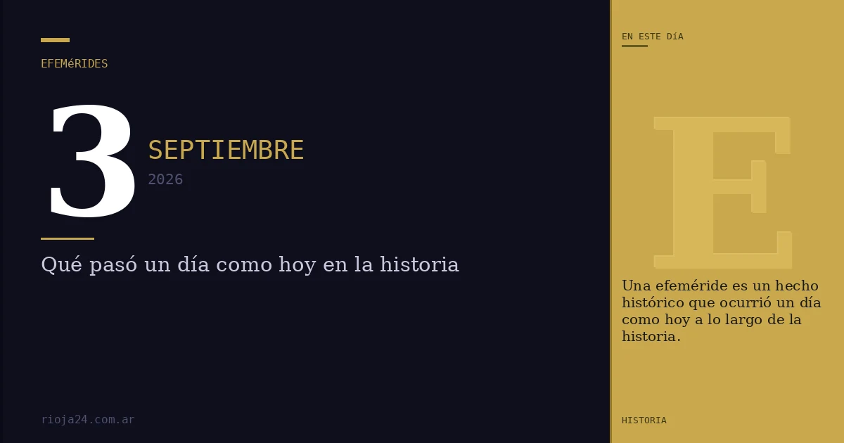 Efemérides del 3 de septiembre de 2026: ¿Qué pasó un día como hoy?