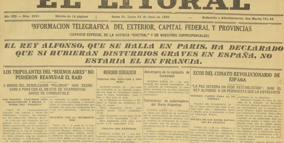 Un siglo de historia: cómo era el mundo en 1926 según El Litoral